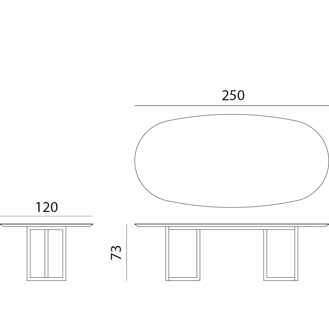 immagine disegno tecnico tavolo ovale sebastian